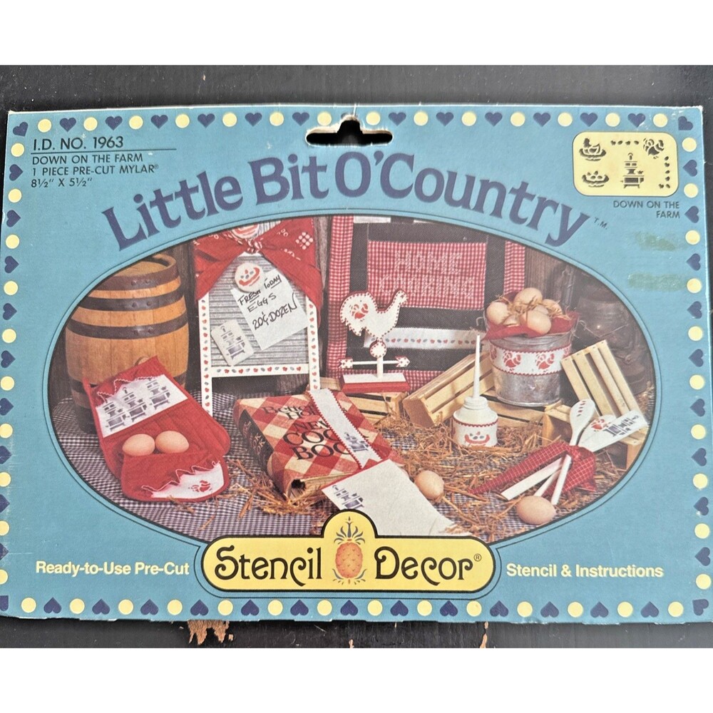 Stencil Decor Little Bit O Country Down on Farm Pre-Cut Mylar Stencil 1963 NOS